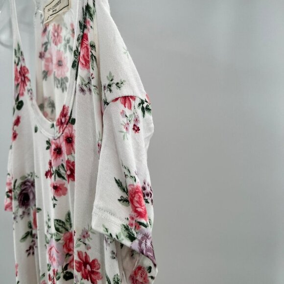 No Comment Cold Shoulder Short Sleeve Floral Top Hi-Low Womens Size Small - Picture 9 of 12